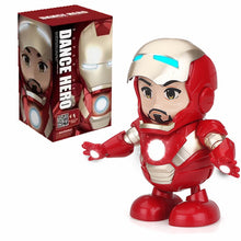 Load image into Gallery viewer, Dance Spider Man Avengers Bumblebee Iron Man Action Figure Toy LED Flashlight With Light Sound Music Robot Hero Electronic Toy