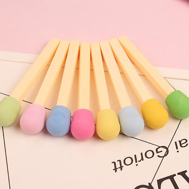 8pcs/set matches shapes simulation eraser students prize gifts cute stick bar pencil eraser toys school office supplies