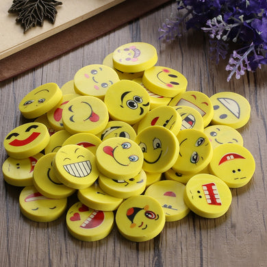 20/40Pcs Random Type Cute Simple Emoji Shaped Rubber Pencil Eraser Students Kids Toys Prize School Supplies Stationery