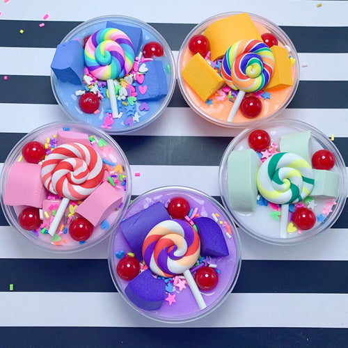 Slim Unzip toy mud Fluffy Candy Cute Lollipop Butter Slime DIY Stress Relief Children Kid Funny Sludge Slime Toy Gift 2019 New 2