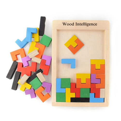 Colorful Wooden Toys Tangram Brain Teaser Puzzle Toys Tetris Game Preschool Magination Intellectual Educational Toys Kid Gift
