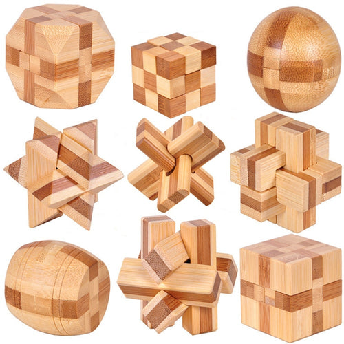 2019 New Design IQ Brain Teaser Kong Ming Lock 3D Wooden Interlocking Burr Puzzles Game Toy For Adults Kids
