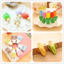 Load image into Gallery viewer, 2pcs/lot Kawaii Cartoon Turtle Flower Milk Bottle Banana Eraser Student Gift School Rewards Toys Office Stationery Eraser Supply