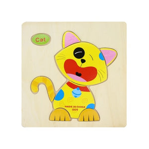 Baby Toys Wooden Puzzle Cute Cartoon Animal Intelligence Kids Educational  Gift Brain Teaser Children Tangram Shapes Jigsaw gift