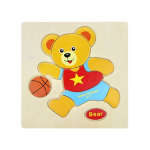 Baby Toys Wooden Puzzle Cute Cartoon Animal Intelligence Kids Educational  Gift Brain Teaser Children Tangram Shapes Jigsaw gift