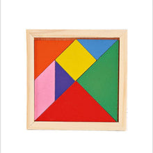 Load image into Gallery viewer, Wooden Tangram 7 Piece Jigsaw Puzzle Colorful Square IQ Game Brain Teaser Intelligent Educational Toys for Kids