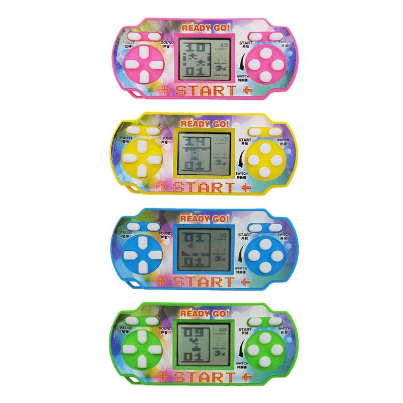 Mini Tetris Game Console LCD Handheld Game Players Children Educational Anti-stress Electronic Toys Random Color 1pc Portable