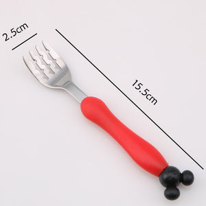 Cartoon Mickey Children Spoon Fork Set Baby Feeding Spoon Stainless Steel Kids Eating Utensils Toddler Baby Flatware Accessories